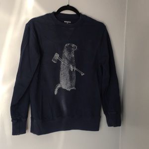 Merona Beaver Holding an Axe Crewneck